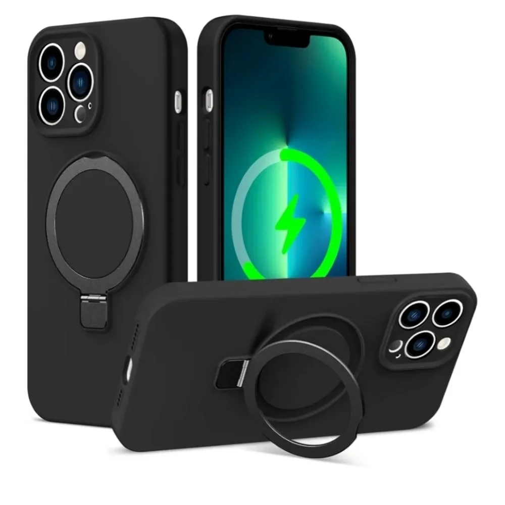 ZHK iPhone 12 Pro Max Liquid Silicone Case with Magnet Stand